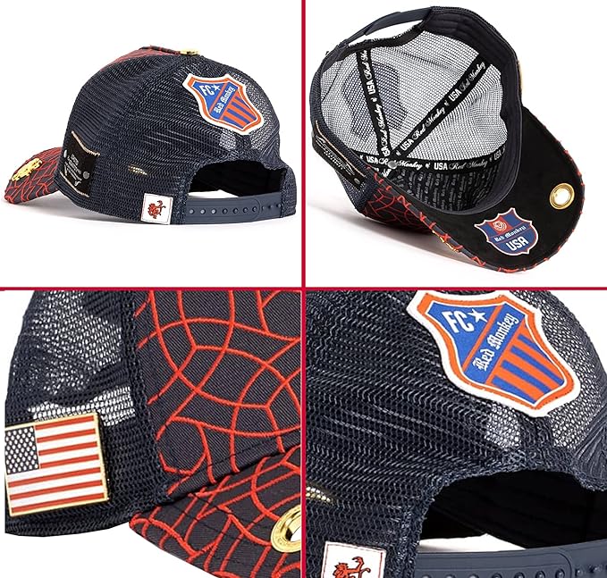 Red Monkey Designs 6 Hat Bundle #2 of Limited Edition Unisex Fashion Trucker Cap Hats + Free Bandanna.,Black,One Size