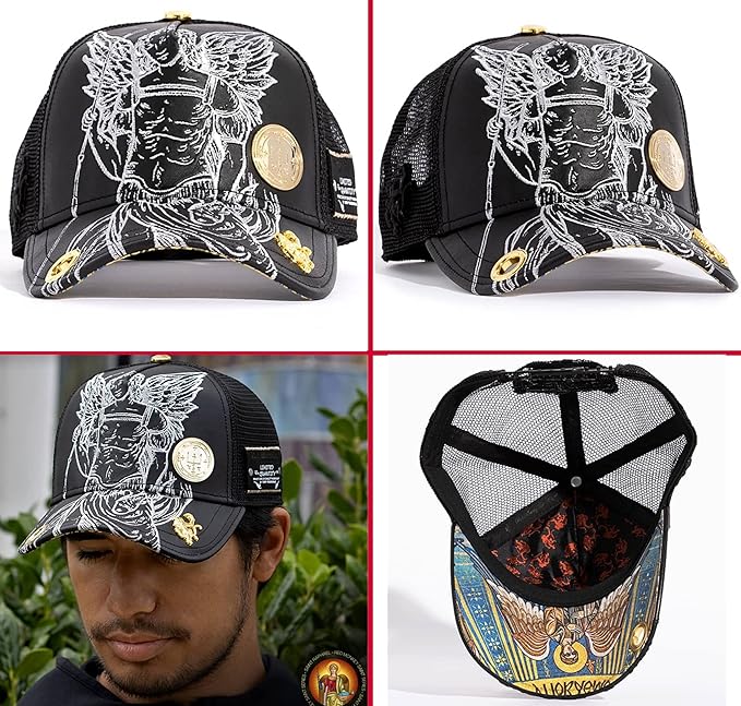 Red Monkey Designs 6 Hat Bundle #2 of Limited Edition Unisex Fashion Trucker Cap Hats + Free Bandanna.,Black,One Size